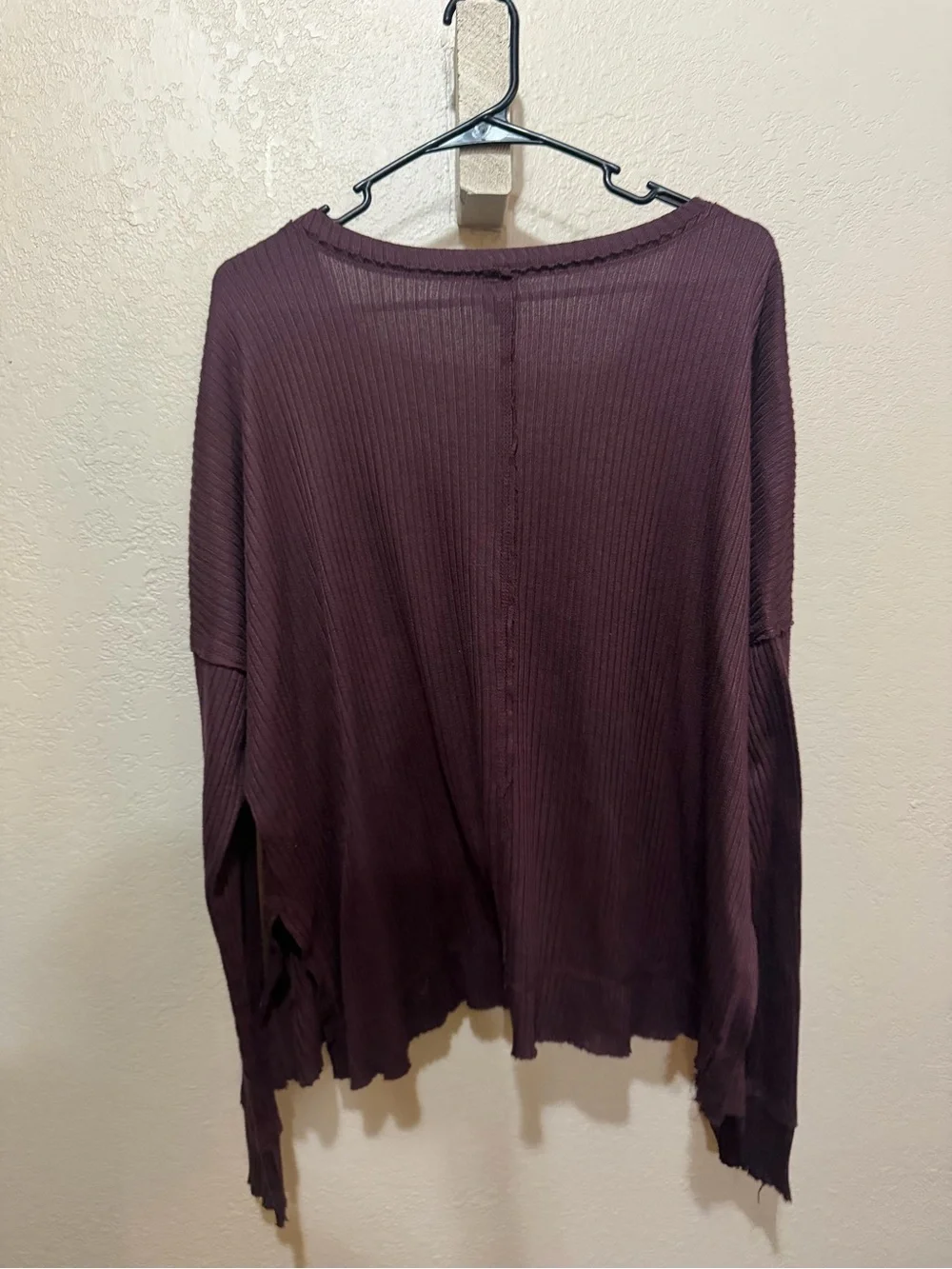 wild fable Ribbed V-Neck Long Sleeve Top - Plum - Picture 3 of 3